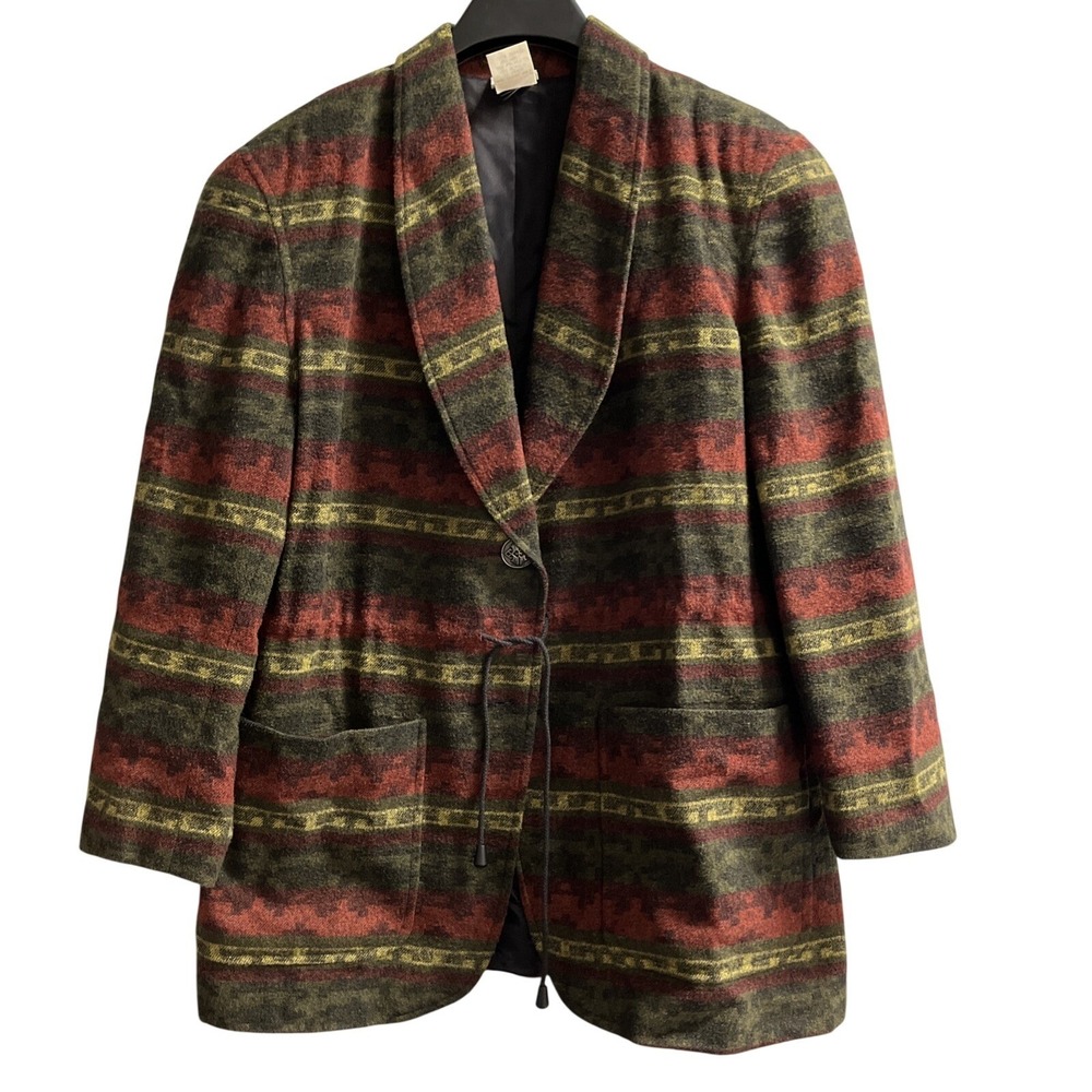 Vintage Gantos Southwestern Blazer Wool Blend Size M Aztec Western Blazer Tribal